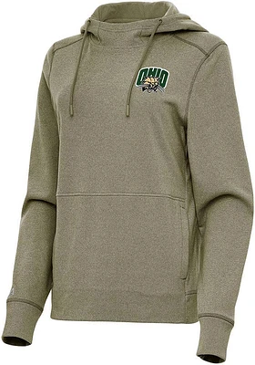 Antigua Ohio Bobcats Womens Olive Justice Hooded Sweatshirt