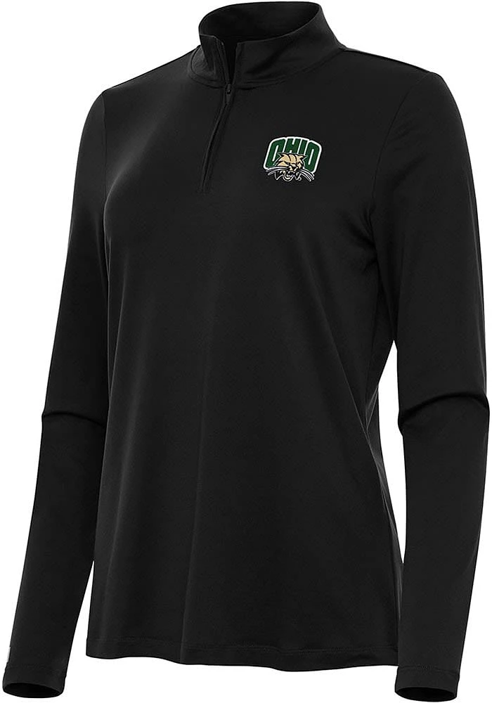 Antigua Ohio Bobcats Womens Black Reprocess Recycled Qtr Zip