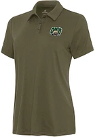 Antigua Ohio Bobcats Womens Olive Reprocess Recycled Short Sleeve Polo Shirt