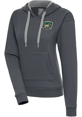 Antigua Ohio Bobcats Womens Charcoal Victory Hooded Sweatshirt