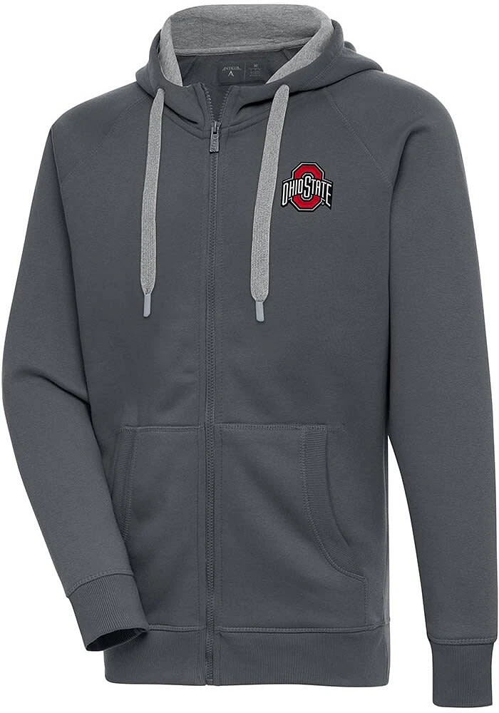 Antigua Ohio State Buckeyes Mens Charcoal Victory Long Sleeve Full Zip Jacket