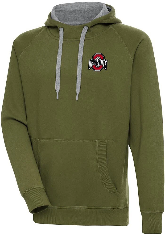 Antigua Ohio State Buckeyes Mens Olive Victory Long Sleeve Hoodie