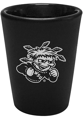 Wichita State Shockers 2oz Black Etched Ceramic Shot Glass