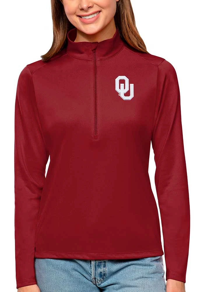 Antigua Oklahoma Sooners Womens Tribute Qtr Zip Pullover