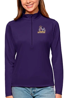 Antigua James Madison Dukes Womens Purple Tribute Qtr Zip Pullover