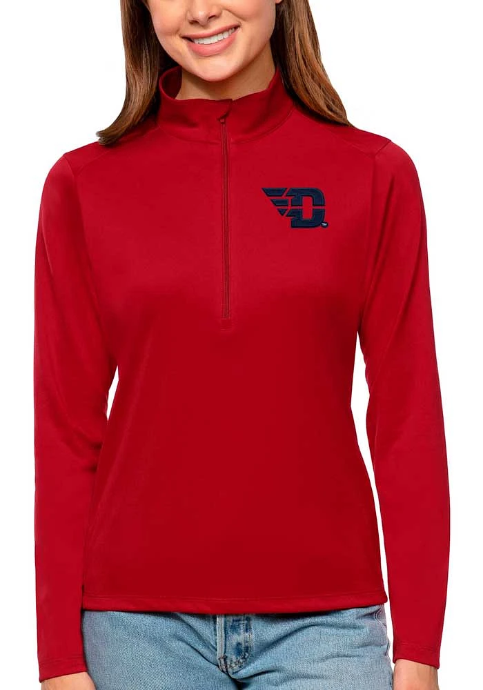 Antigua Dayton Flyers Womens Red Tribute Qtr Zip Pullover