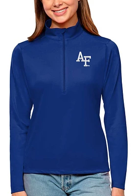 Antigua Air Force Falcons Womens Blue Tribute Qtr Zip Pullover