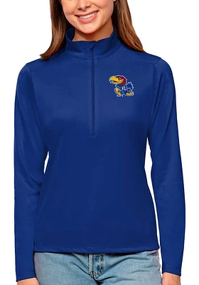 Antigua Kansas Jayhawks Womens Tribute Qtr Zip Pullover
