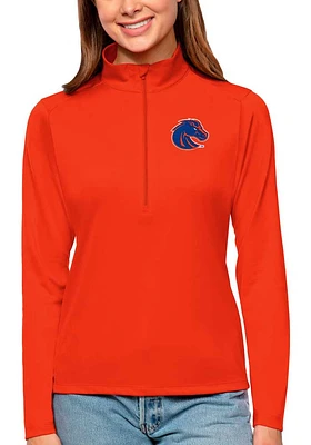 Antigua Boise State Broncos Womens Orange Tribute Qtr Zip Pullover