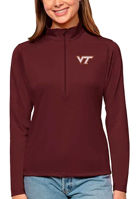 Antigua Virginia Tech Hokies Womens Maroon Tribute Qtr Zip Pullover