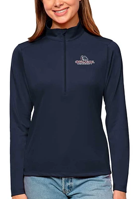 Antigua Gonzaga Bulldogs Womens Navy Blue Tribute Qtr Zip Pullover