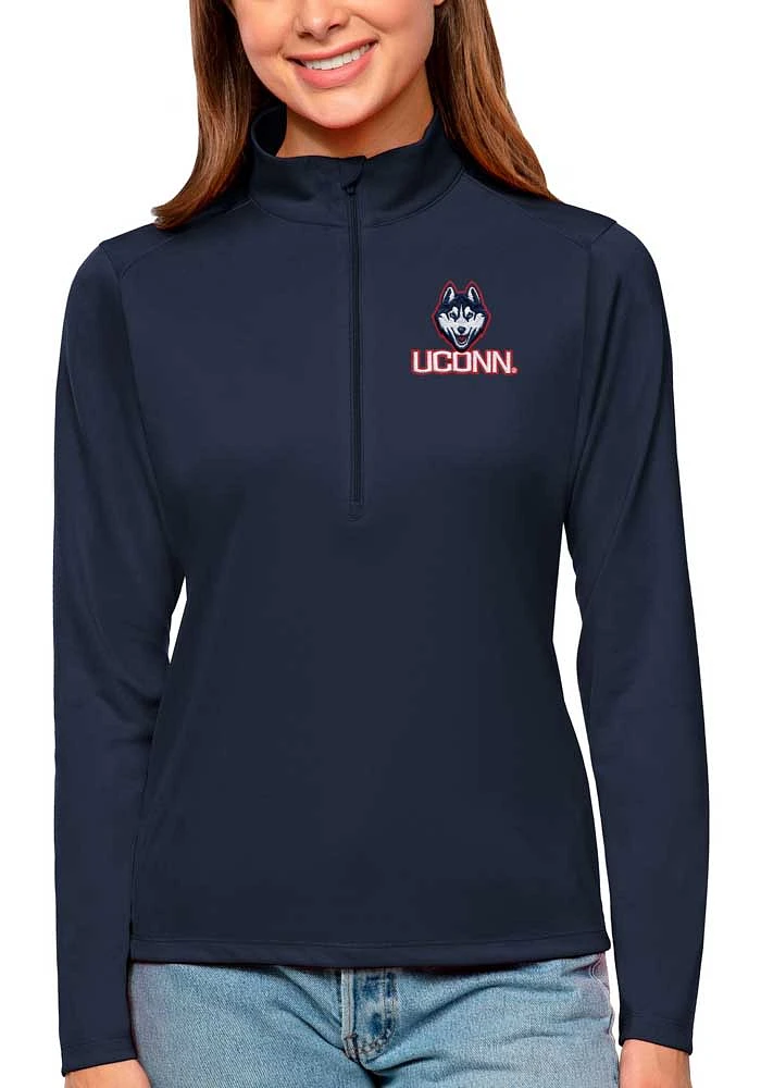 Antigua UConn Huskies Womens Navy Blue Tribute Qtr Zip Pullover