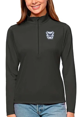 Antigua Butler Bulldogs Womens Grey Tribute Qtr Zip Pullover