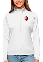 Womens Indiana Hoosiers White Antigua Tribute Edition Qtr Zip Pullover