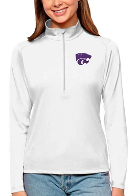 Antigua K-State Wildcats Womens White Power Cat Tribute Qtr Zip Pullover