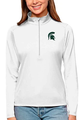 Antigua Michigan State Spartans Womens White Tribute Qtr Zip Pullover