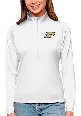 Womens Purdue Boilermakers White Antigua Tribute Qtr Zip Pullover