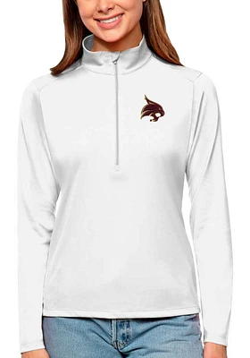 Antigua Texas State Bobcats Womens White Tribute Qtr Zip Pullover