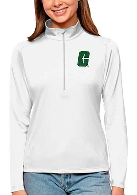 Antigua UNCC 49ers Womens White Tribute Qtr Zip Pullover
