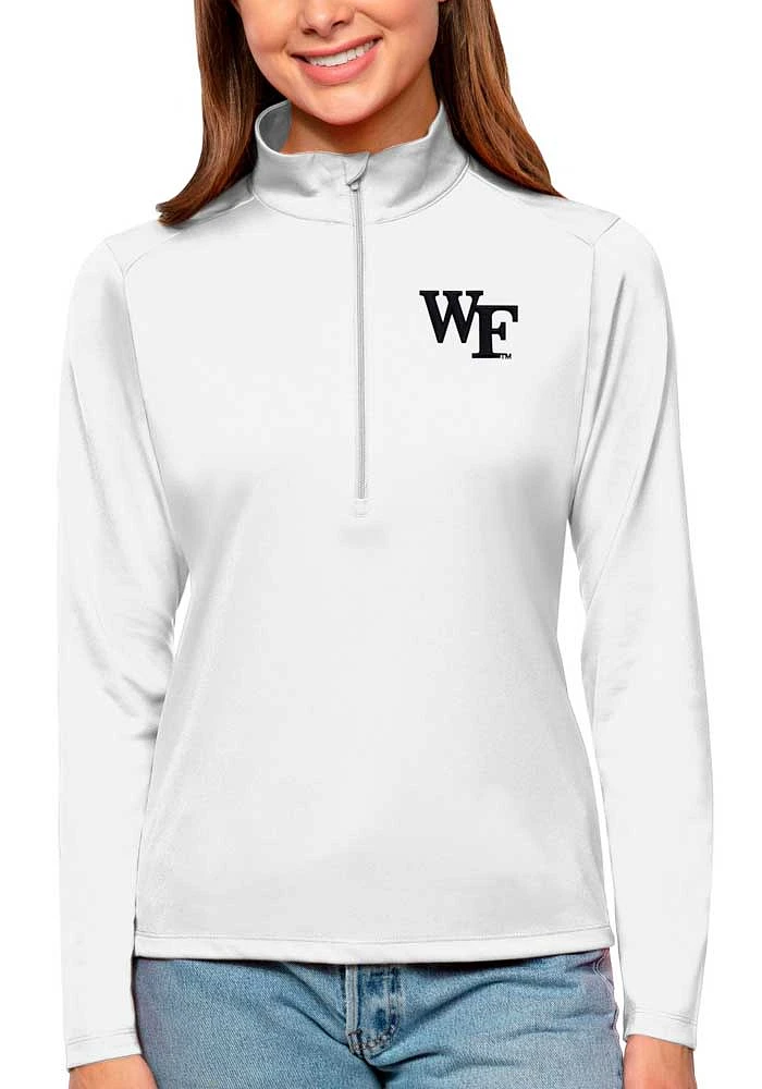 Antigua Wake Forest Demon Deacons Womens White Tribute Qtr Zip Pullover