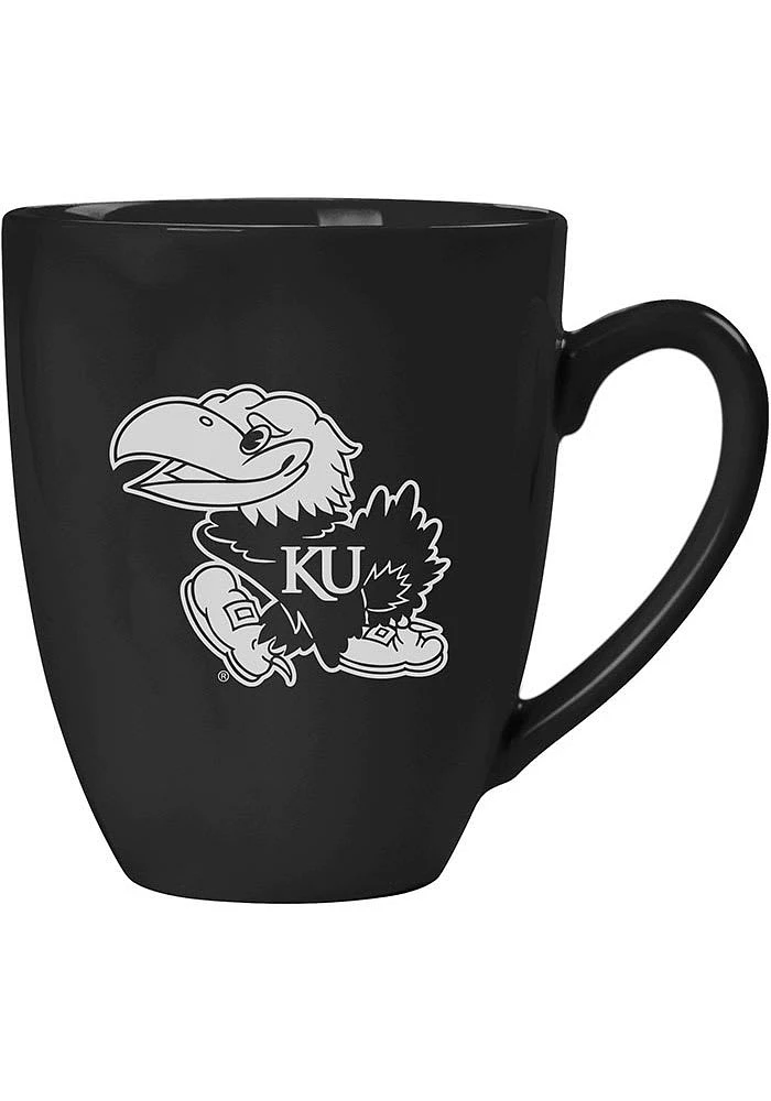 Kansas Jayhawks Laser Etched Bistro Ceramic Mug - Black