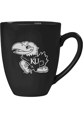 Kansas Jayhawks Laser Etched Bistro Ceramic Mug - Black