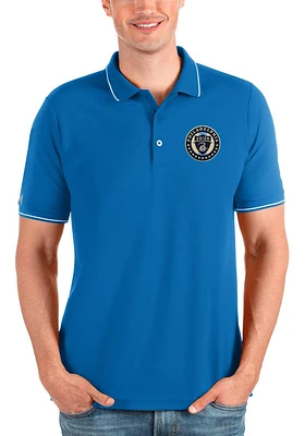 Antigua Philadelphia Union Mens Blue Affluent Short Sleeve Polo