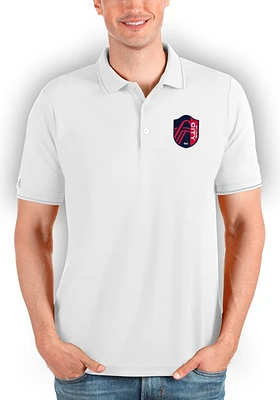 Antigua St Louis City SC Mens White Affluent Short Sleeve Polo