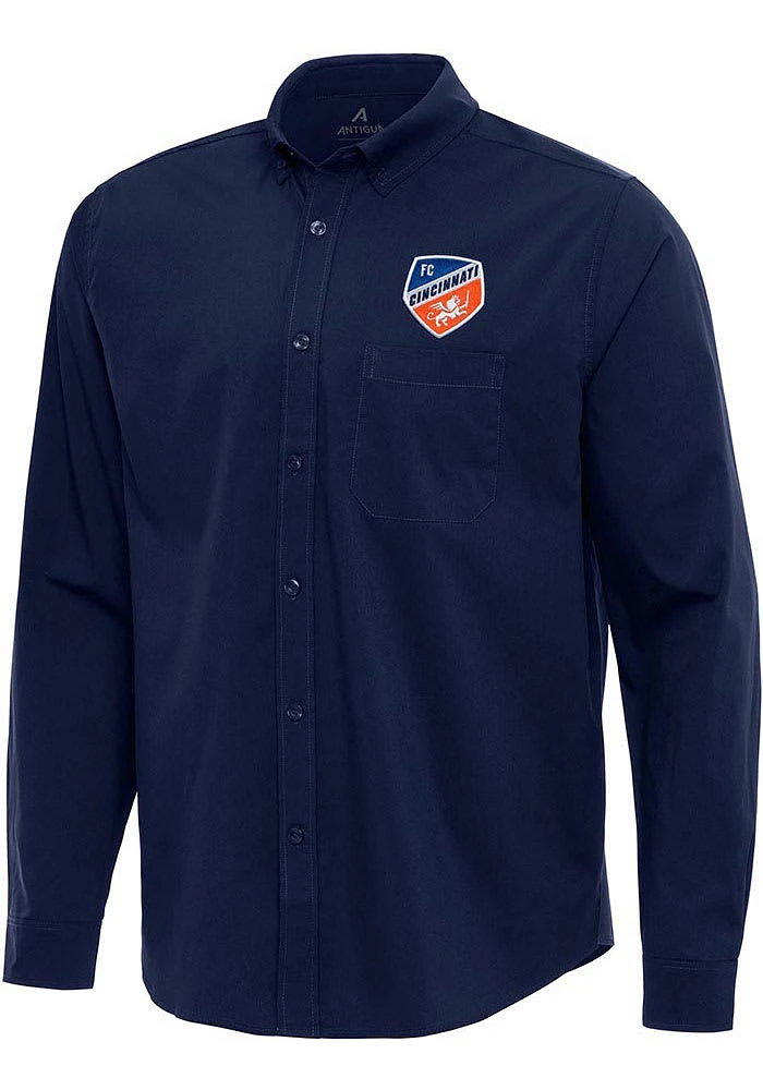 Antigua FC Cincinnati Mens Navy Blue Flight Long Sleeve Dress Shirt