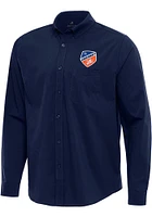 Antigua FC Cincinnati Mens Navy Blue Flight Long Sleeve Dress Shirt