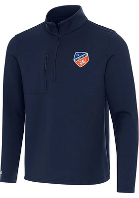 Antigua FC Cincinnati Mens Navy Blue Insider Long Sleeve Qtr Zip Pullover