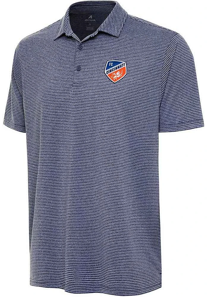 Antigua FC Cincinnati Mens Navy Blue Scheme Short Sleeve Polo