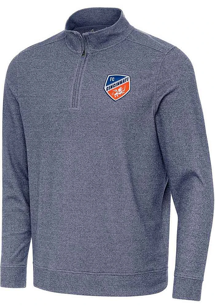 Antigua FC Cincinnati Mens Navy Blue Subtle Long Sleeve Qtr Zip Pullover