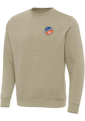 Antigua FC Cincinnati Mens Khaki Victory Long Sleeve Crew Sweatshirt