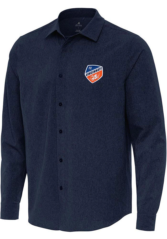 Antigua FC Cincinnati Mens Navy Blue Exposure Long Sleeve Dress Shirt