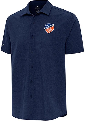 Antigua FC Cincinnati Mens Navy Blue Activate Short Sleeve Dress Shirt