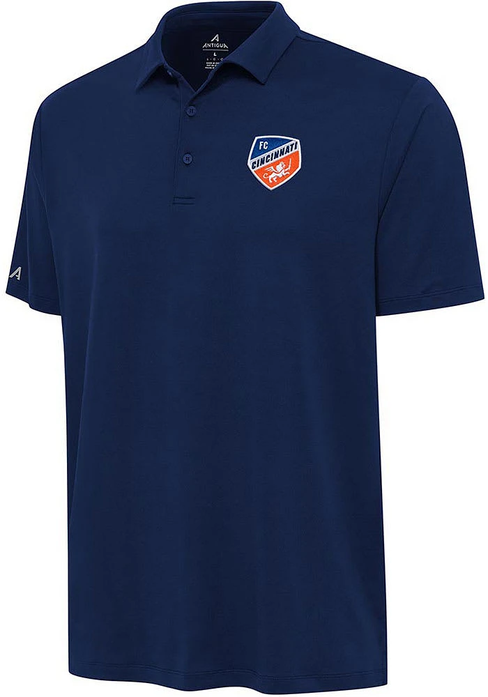 Antigua FC Cincinnati Mens Navy Blue Reprocess Recycled Short Sleeve Polo