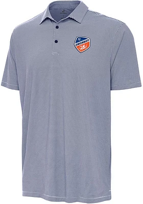 Antigua FC Cincinnati Mens Navy Blue Twine Short Sleeve Polo