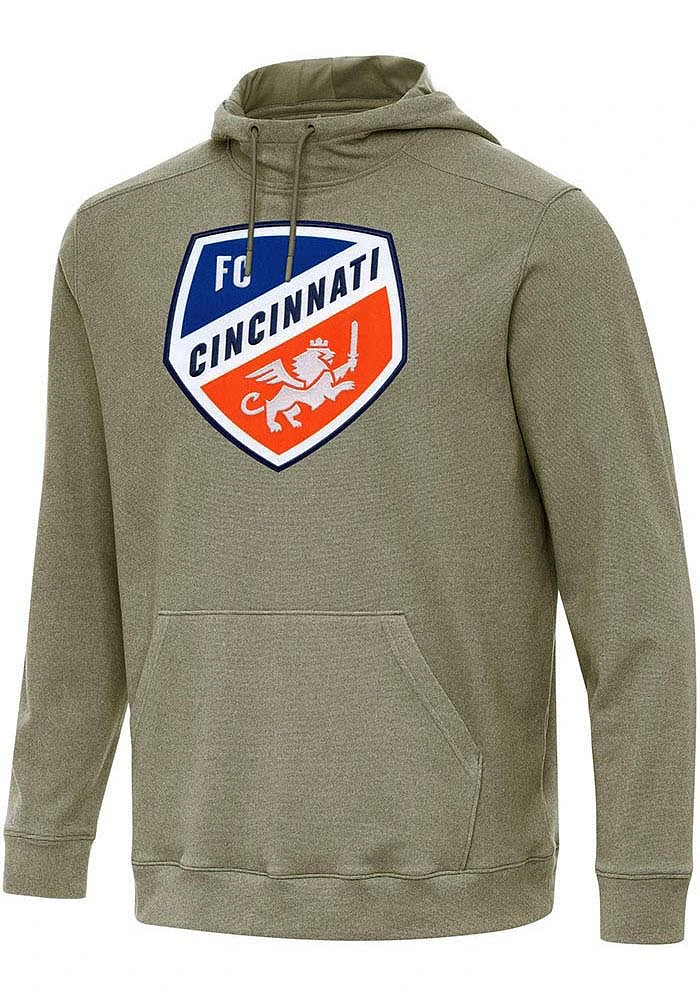 Antigua FC Cincinnati Mens Olive Full Front Cloud Long Sleeve Hoodie