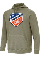 Antigua FC Cincinnati Mens Olive Full Front Cloud Long Sleeve Hoodie