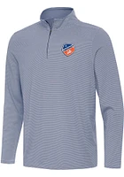 Antigua FC Cincinnati Mens Navy Blue Twine Long Sleeve Qtr Zip Pullover