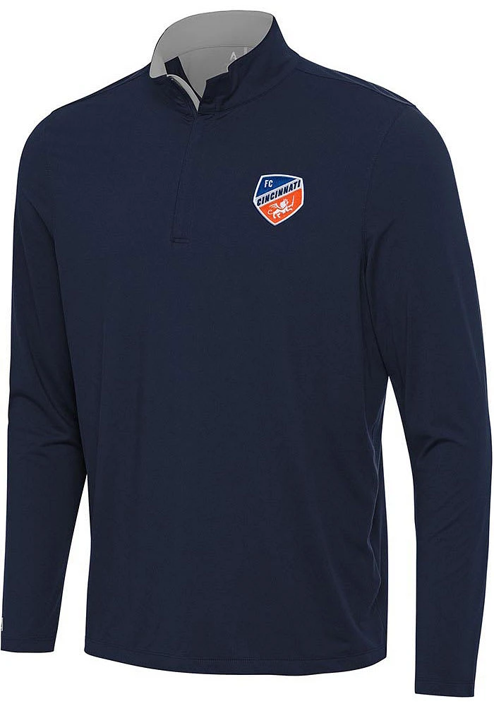 Antigua FC Cincinnati Mens Navy Blue Content Long Sleeve 1/4 Zip Pullover