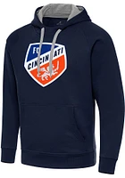 Antigua FC Cincinnati Mens Navy Blue Full Front Victory Big and Tall Hooded Sweatshirt