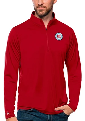 Antigua Chicago Fire Mens Red Tribute Long Sleeve Qtr Zip Pullover