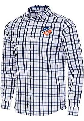 Antigua FC Cincinnati Mens Navy Blue Tending Long Sleeve Dress Shirt