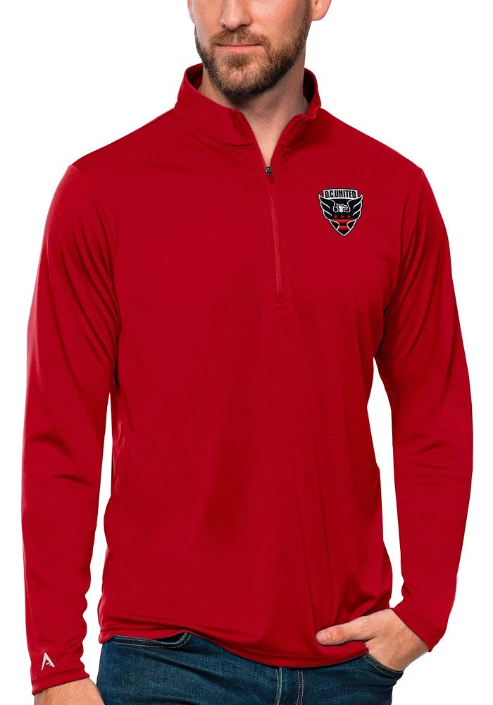 Antigua DC United Mens Red Tribute Long Sleeve Qtr Zip Pullover