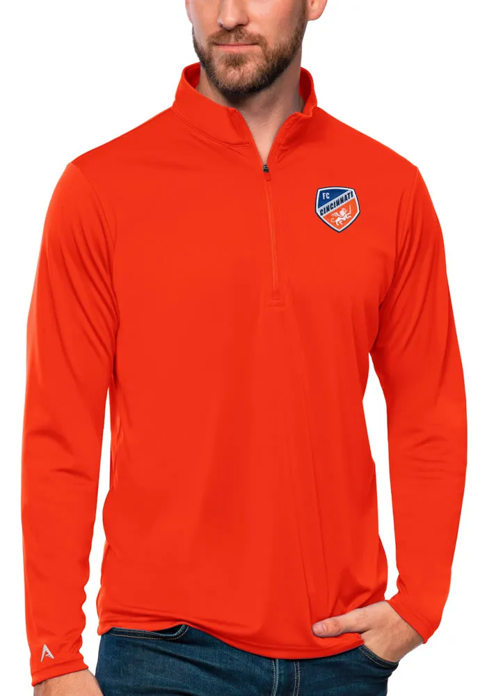 Antigua FC Cincinnati Mens Tribute Long Sleeve Qtr Zip Pullover