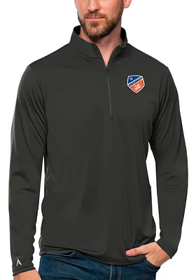 Antigua FC Cincinnati Mens Grey Tribute Long Sleeve Qtr Zip Pullover