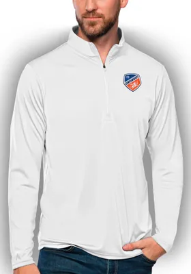Antigua FC Cincinnati Mens White Tribute Long Sleeve Qtr Zip Pullover