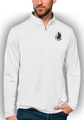 Antigua Minnesota United FC Mens White Tribute Long Sleeve Qtr Zip Pullover